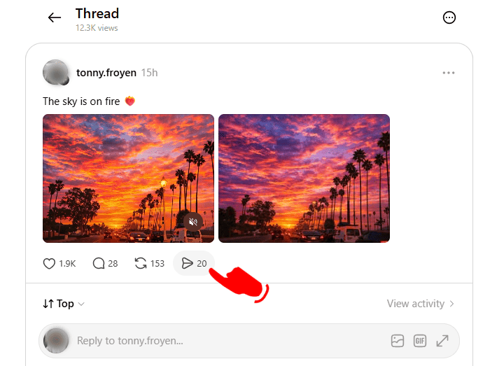 Copy Threads post URL from desktop browser