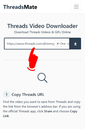 Paste Threads link into ThreadsMate on mobile
