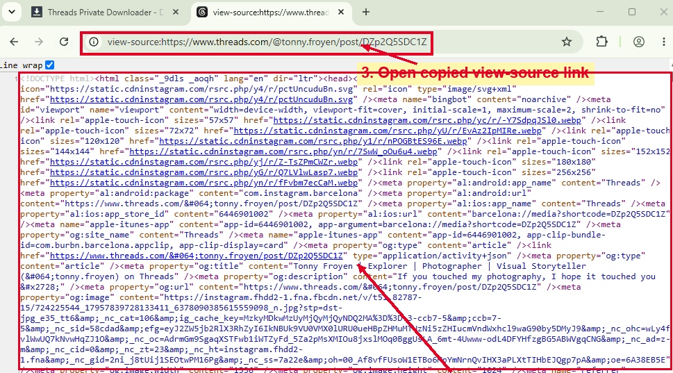 Open Threads page source link